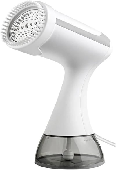 Handstrijkijzer met stoomfunctie, staand stoomstrijkijzer, handstrijkijzer geschikt voor thuis/op reis, draagbaar stoomstrijkijzer, 300 ml, stoomstrijkcombinatie (wit)