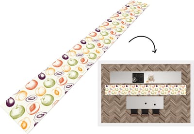 Keukenloper - Keukenmat - Patroon - Eten - Illustratie - 400x50 cm - Keuken vloerkleed
