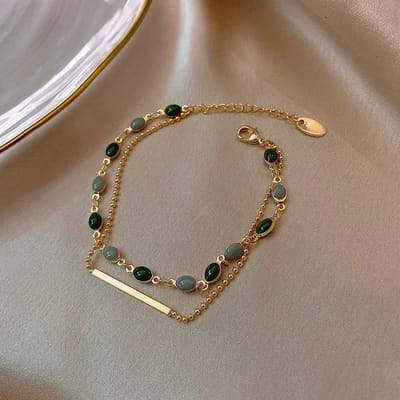 Accessoires voor vrouwen Crystal Charm-armbanden voor vrouwen Goudkleurige kralenketting Dubbellaags verstelbare armband Sieraden Cadeau brown