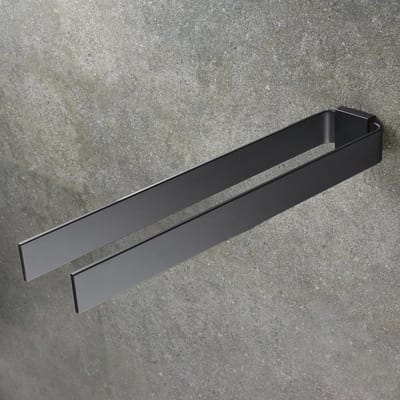 Handdoekhouder met twee armen - dubbele handdoekstang - badkamer en keuken - wandhouder - handdoeken 42 cm - modern design - Mat Zwart vaatdoekhouder