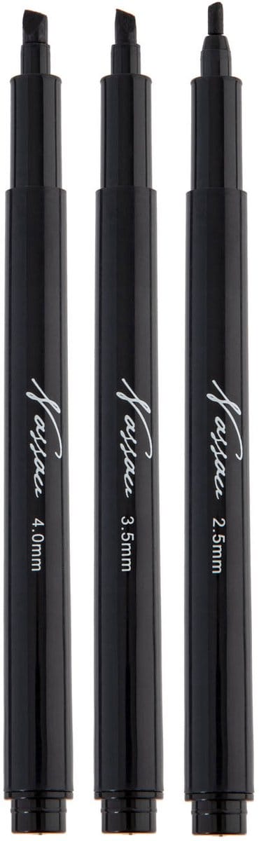 Naussau Fine Art | Kalligrafiepennen -  markers, 3 sizes ,black,  2.5 mm, 3.5 mm, 4.0 mm | Calligrapher