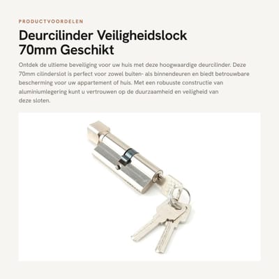 Dailygoods- Deurslotcilinder 70 Mm - Cilinderslot met Knop - Binnendeurslot - Huisbeveiliging - Aluminiumlegering - Diefstalbeveiliging