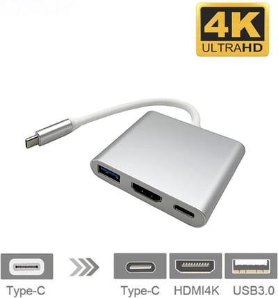 Innerlight® Connect+ USB C naar HDMI Adapter - Type-C to HDMI converter - USB C HUB - USB C naar USB C / USB 3.0 / HDMI - Geschikt voor Apple MacBook Air en Pro - Geschikt voor Samsung - Geschikt voor Microsoft Surface Pro