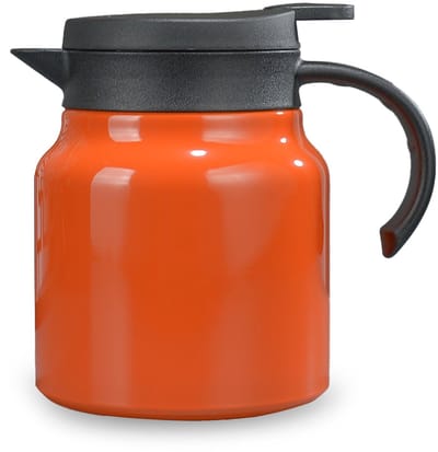 carmdering - Thermoskan - Koffiekan - Isolatiekan - Oranje, 800 ml, dubbelwandig vacuüm roestvrij staal - 12 uur warm, 24 uur koud - Met handgreep en tuit - 14×14×16 cm - Voor koffie, thee en melk