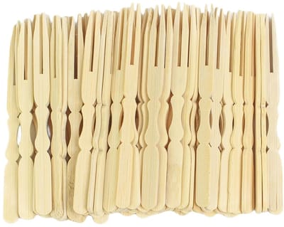 Dailygoods- Frietvorken 100 stuks - Houten Vorken - Bamboe - Feestbestek - Herbruikbaar - Milieuvriendelijk