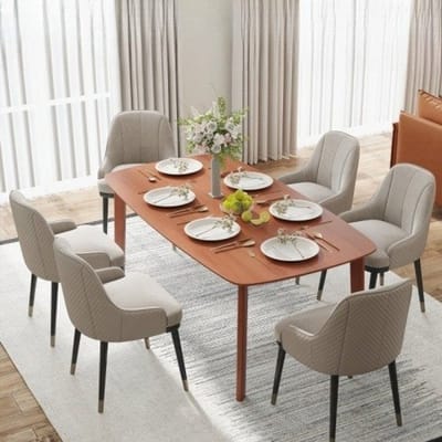 REDOM Eettafel 150L x 80B x 76H cm van hout, landhuisstijl met gelakte bovenlaag en afgeronde hoeken