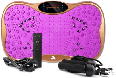 EVOLAND Trilplaat - Trilplaat fitness - Powerplate - Inclusief weerstandsbanden en handvatten - 5 trainingsprogramma's - 99 snelheid niveaus - Met bluetooth muziek - Trainingsapparatuur voor uithoudingstraining - Paars