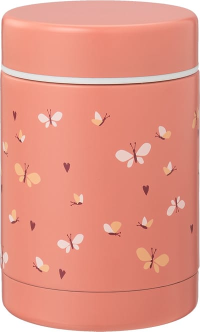 Fresk Thermos Lunchbox 300 ml - RVS Voedselcontainer – BPA-vrij – Lekvrije dop – Thermosbeker – Food Jar tot 6 Uur Warm – Lunchpot - Roze - Butterflies