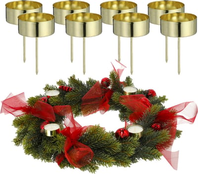 8x stuks kaarsenhouders/waxinelichthouders goud voor in een kerststukje