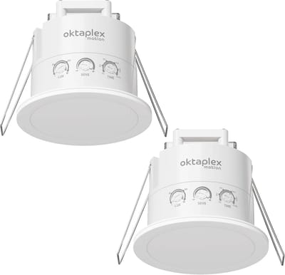 Set van 2 Plafond Bewegingsmelder 24GHz Radar IP65 Vochtdetector 6m Inbouw Wit