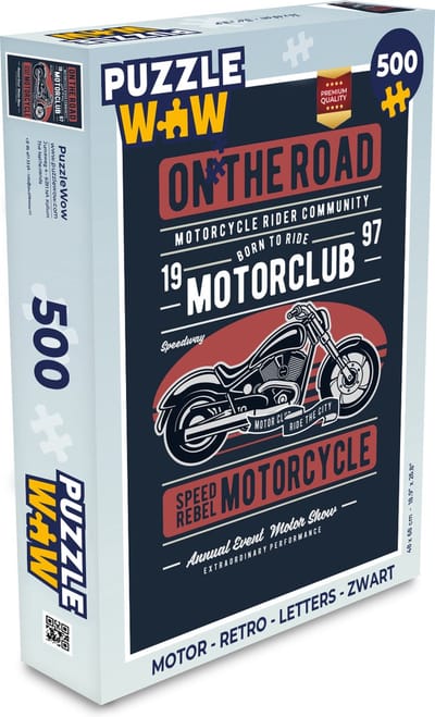 Puzzel Motor - Retro - Letters - Zwart - Legpuzzel - Puzzel 500 stukjes
