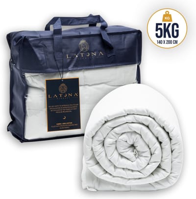 Latona Blanket® Verzwaringsdeken eenpersoons 140 x 200cm - 5kg - Wit - Katoen - Weighted blanket