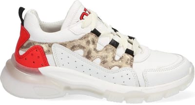 Braqeez 421270-500 Meisjes Lage Sneakers - Wit/Print - Leer - Veters