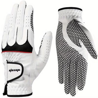Golfhandschoenen voor Linkshandige Mannen - Antislip PU, Zacht & Duurzaam, Ademend Ontwerp met Klittenbandsluiting, Grijs/Wit, Wasbaar in de Machine white