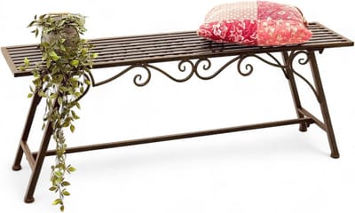 Weerbestendige Tuinbank 120 cm in Antiek Design - Metalen Zitbank voor Tuin, Terras en Balkon
