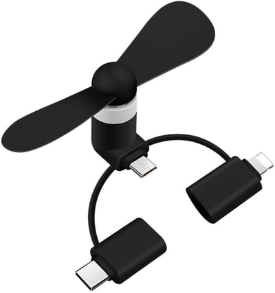 Dailygoody - Mini Mobiele Telefoon Ventilator - USB-koeler - Zwart - Draagbaar en Roterend - Compatibel met iPhone en Android - Perfect voor Warm Weer