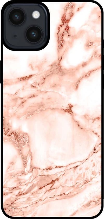 Smartphonica Telefoonhoesje voor iPhone 14 Plus marmer look - backcover marmer hoesje - Wit Rosé Goud geschikt voor iPhone 14 Plus