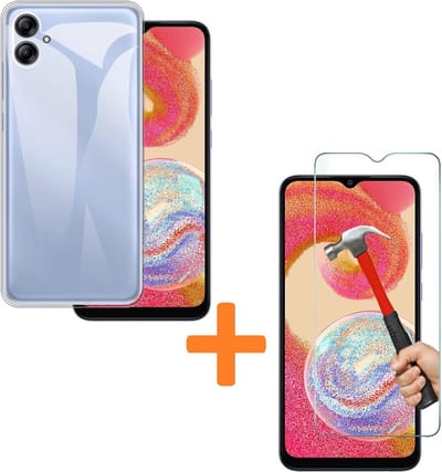 Silicone hoesje transparant met 2 Pack Tempered glas Screen Protector Geschikt voor: Samsung Galaxy A04e