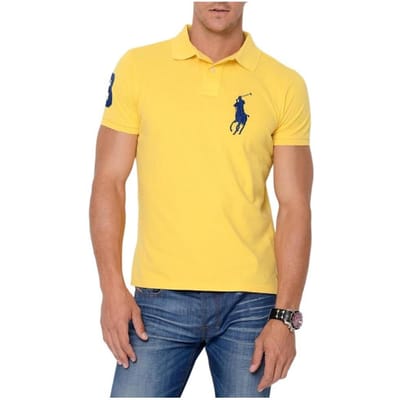 Polo Ralph Lauren SS23 Logo Geborduurde Pullover Straight Fit Korte Mouw Poloshirt Heren tops Geel 710697457-049 M yellow