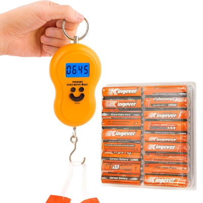 Lumière Couture - Digitale Bagageweegschaal Met Weeghaak - Inclusief 16 pack AAA Batterijen - Tot 40 KG - Koffer Bagage Weegschaal Kofferweger - Hang Weegschaal - Oranje