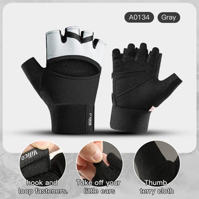 Gants Antidérapants Professionnels Mi-Doigts pour Femmes Hommes Été Vélo Pêche Gym Fitness Respirants Sans Doigts Vélo VTT M
