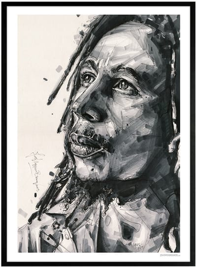 Reggae poster 51x71 cm *ingelijst & gesigneerd