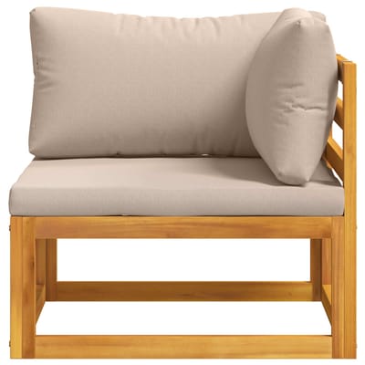vidaXL Hoekbank met kussens 100 % polyester Massief Acacia Naturel