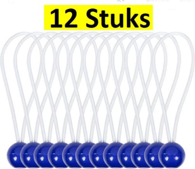 Actie4you® - Elastiek met Bal Blauw - 12-delig - Spanelastiek 15 cm – Tentspanner – Doekspanner - Blauw