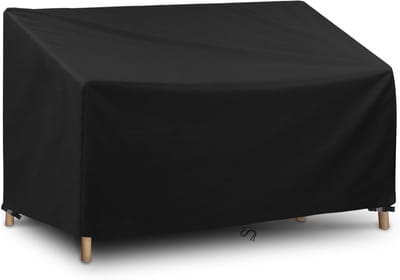 Famanu - 3-zits tuinbankhoes, waterdicht, winddicht, uv-bescherming, heavy duty 420D Oxford-stof, afdekking, tuinmeubelen, 163 x 66 x 60 / 89 cm, zwart