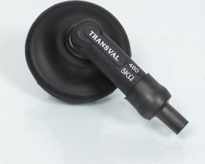 Antiparasite Transval 480 90° noir 5KOhms pour bougie avec olive pour scooter
