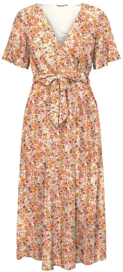 Only Lucie Fr Midi-jurk Met Korte Mouwen Oranje XS Vrouw
