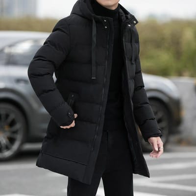 Vêtements d'hiver amples pour hommes, moyens et longs, épais, chauds, décontractés, à la mode, rembourrés en coton, à capuche 5XL
