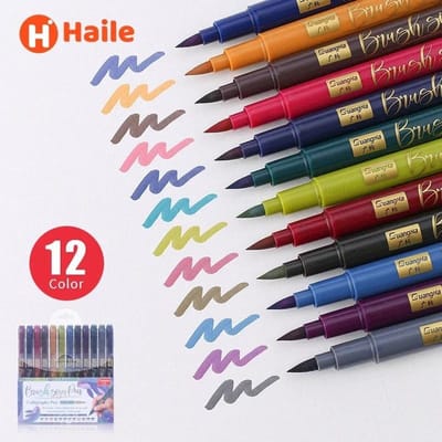 12 Kleuren Handlettering Pennen Kalligrafie Pennen Brush Markers Set Verf Marker voor Beginners Schrijven Kunst Tekeningen Journal Praktisch Gebruik