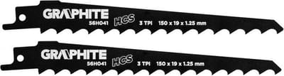 GRAPHITE Reciprozaagblad HCS 150mm – Set van 2 Stuks