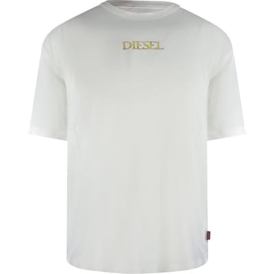 Diesel Heren T-shirt katoen met logo (Gebroken wit)
