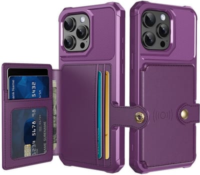 Portemonnee Hoesje Geschikt voor Apple iPhone 16 Pro - Back Cover met Pasjeshouder - Telefoonhoesje voor Pinpas - Kaarthouder op Achterkant - Case met Magneet Paars