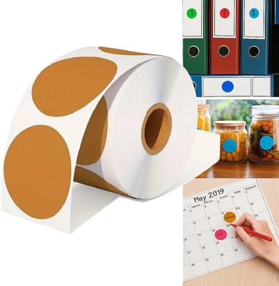 Ronde Kleurstickers – 500 stuks op Rol – 2,5 cm – Gouden Plaklabels – Zelfklevende Markeerstickers – Etiketten voor Kantoor, School & Organisatie – Duurzame Labelstickers