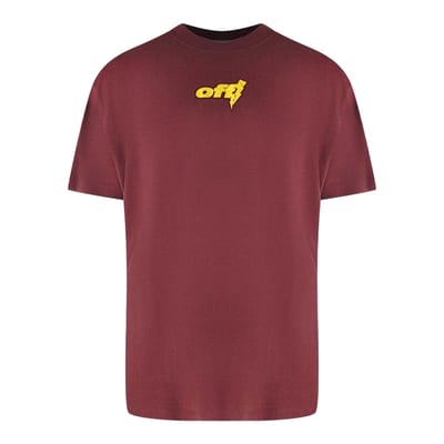 Off White Heren Thunder Oversized T-Shirt (Bourgondië)