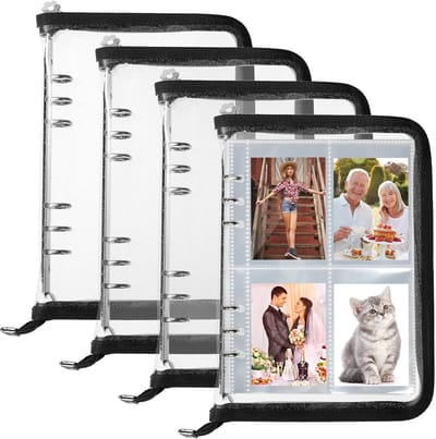 6 Ringband Hoes A5 - 4 stuks - Doorzichtig PVC - Zacht - Waterbestendig - Voor Notebook, Dagboek, Fotoalbum en Organizer - 10 x 7 inch - Zwart