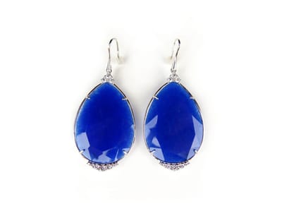 Oorringen Model Raindrop zilveren oorringen oorbellen gezet met fel blauwe stenen