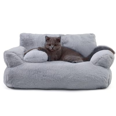 Canapé Lit pour Animaux Toutes Saisons, Lavable en Machine, Lits pour Chats pour Chiens Moyens Petits et Chats, Canapé Moelleux pour Chat, Ultra-Doux et Moelleux avec Fond Antidérapant XL