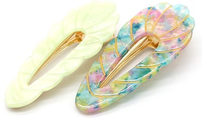 Haarsoires Haarspeld Duckklemmen 7cm – Open Bladvorm – Marmerprint – Groen – Set van 2 - Haarclip - Haarklem - Makkelijk in Gebruik - Sterke Haarclip voor Styling & Dagelijks Gebruik - Hair Clip - Decoratieve Haaraccessoire