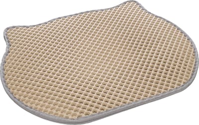 Flamingo Kattenbakmat Matz Beige – 50 cm L x 40 cm B x 1.3 cm H,Antislip, Waterdicht - Honingraatstructuur - Uitloopmat - Placemat Kat - Schoonloopmat Kattenbak - Kattenbak Accessoires - Katten Grit Opvanger - Katten Mat