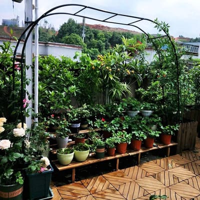 Tuinroosboog Metaal - Klimplant Ondersteuning - Tuin Decoratie - Weerbestendig Gegalvaniseerd - 180x220cm - Zwart