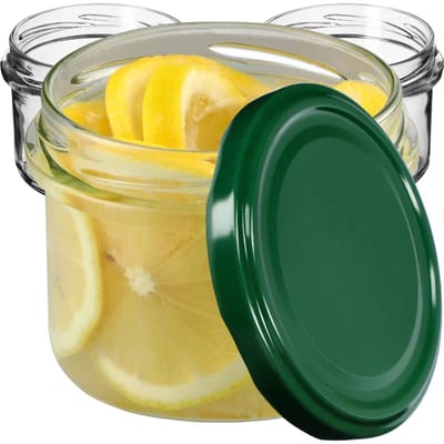 KADAX Kleine inmaakpotten, 235 ml, potten diameter 82, kleine potten voor honing en specerijen, jampotten met deksel, luchtdichte potten om cadeau te geven (groen, 10 stuks)