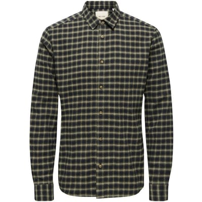 ONLY and SONS Longsleeve - ONSGUDMUND LS CHECKED SHIRT NOOS - S tot XXL - voor Mannen - zwart