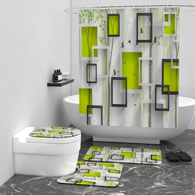 Floraweg Douchegordijn,Shower Curtain,badgordijn,badkamergordijn,Verschillende geometrische figuren,-topkwaliteit - digitale printen -Anti Schimmel - Inclusief 12 ringen -met 12 stuks douchegordijnhaken – Waterdicht -Wasbaar- Polyester - 180x200 cm