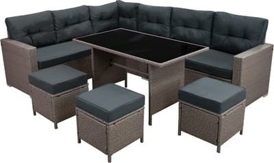 Jardí polyrattan hoekmeubelset - grijs - 9-zits - afneembare kussens