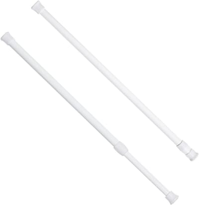 2-Pack 30-50cm Uittrekbare Telescopische Gordijnroedes zonder Boren, Verstelbare Douchestang voor Badkamer, Keuken en Kast - Eenvoudige Installatie zonder Gereedschap