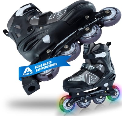 Apollo Champion, in Maat Verstelbare Inline Skates voor Jongens en Meisjes Vanaf Maat 31, Inline Skates Dames en Heren tot Maat 42, Hoge Kwaliteit Rolschaatsen met LED Wielen.